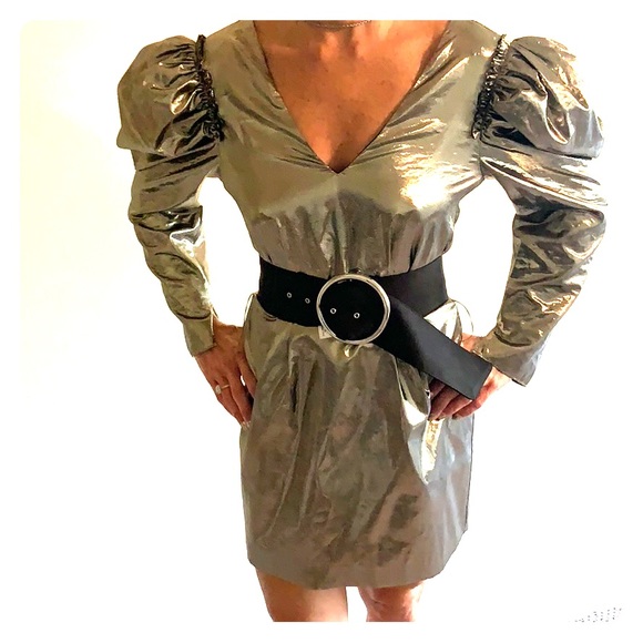 ZARA metallic  mini dress  with belt - Picture 1 of 2